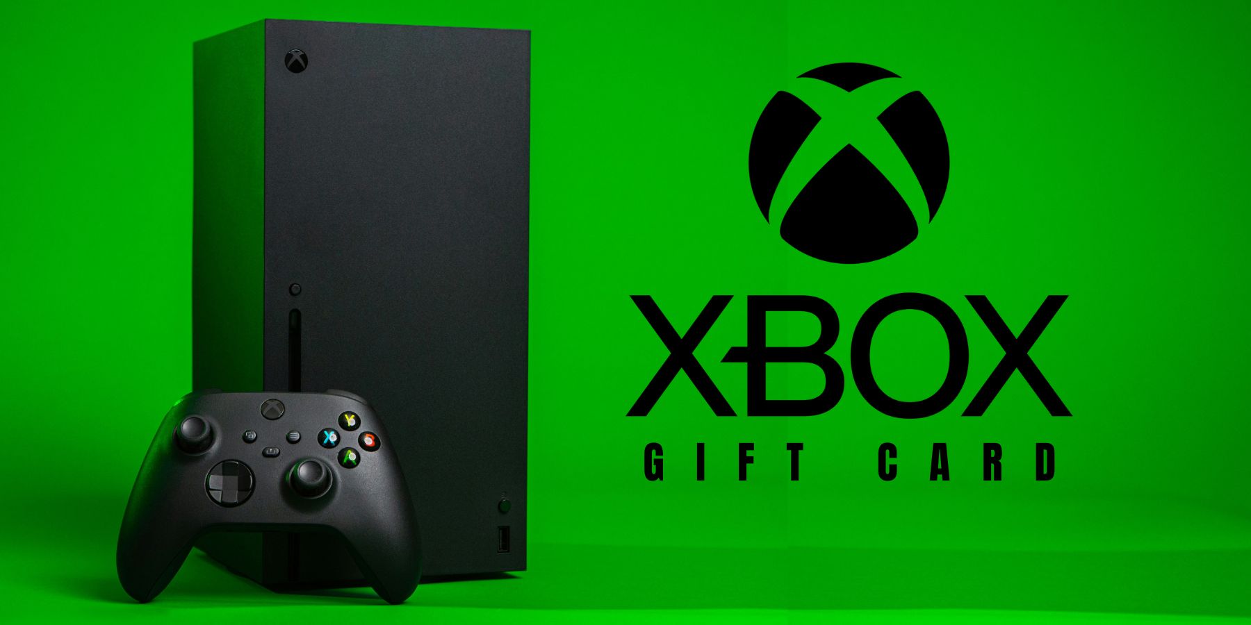 xbox series x next to text saying xbox gift cards.